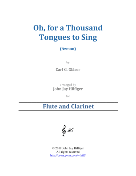 Oh, for a Thousand Tongues to Sing for Flute and Clarinet image number null