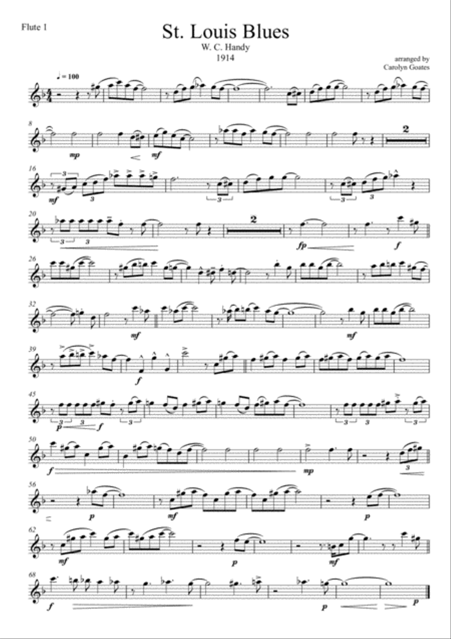 St. Louis Blues (Handy) for Wind Band in 6 parts (Flutes / Clarinets / Saxes) Concert Band scores gallery preview page 6