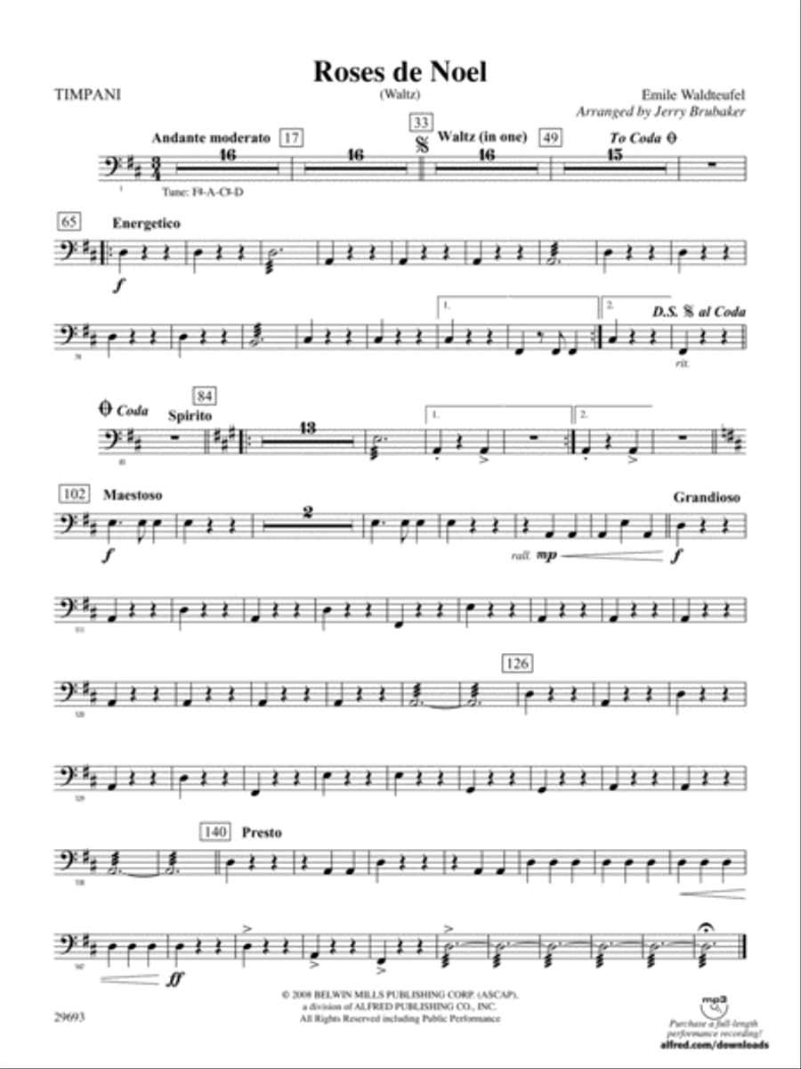 Roses de Noel (Waltz): Timpani Full Orchestra scores gallery preview page 1
