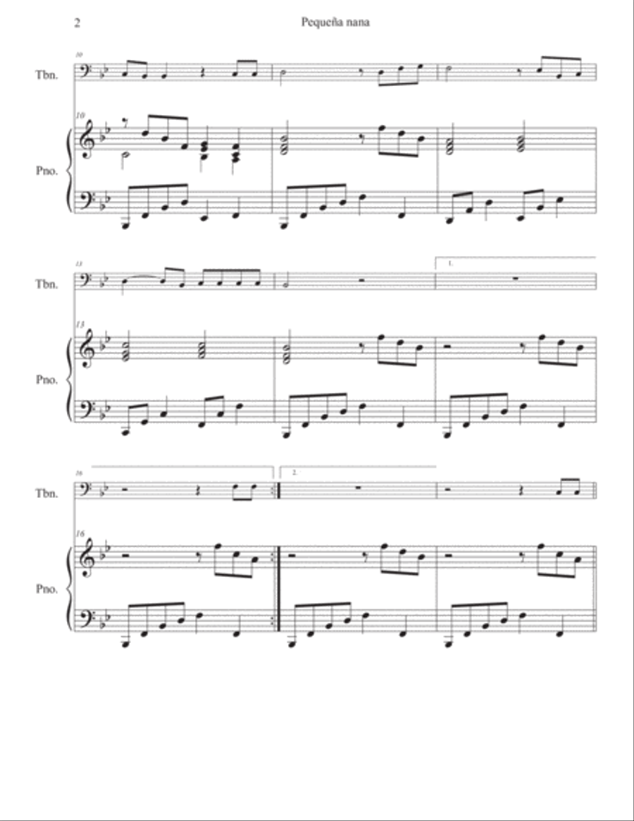 Little Lullaby (Pequeña nana) for Trombone and Piano Piano scores gallery preview page 3