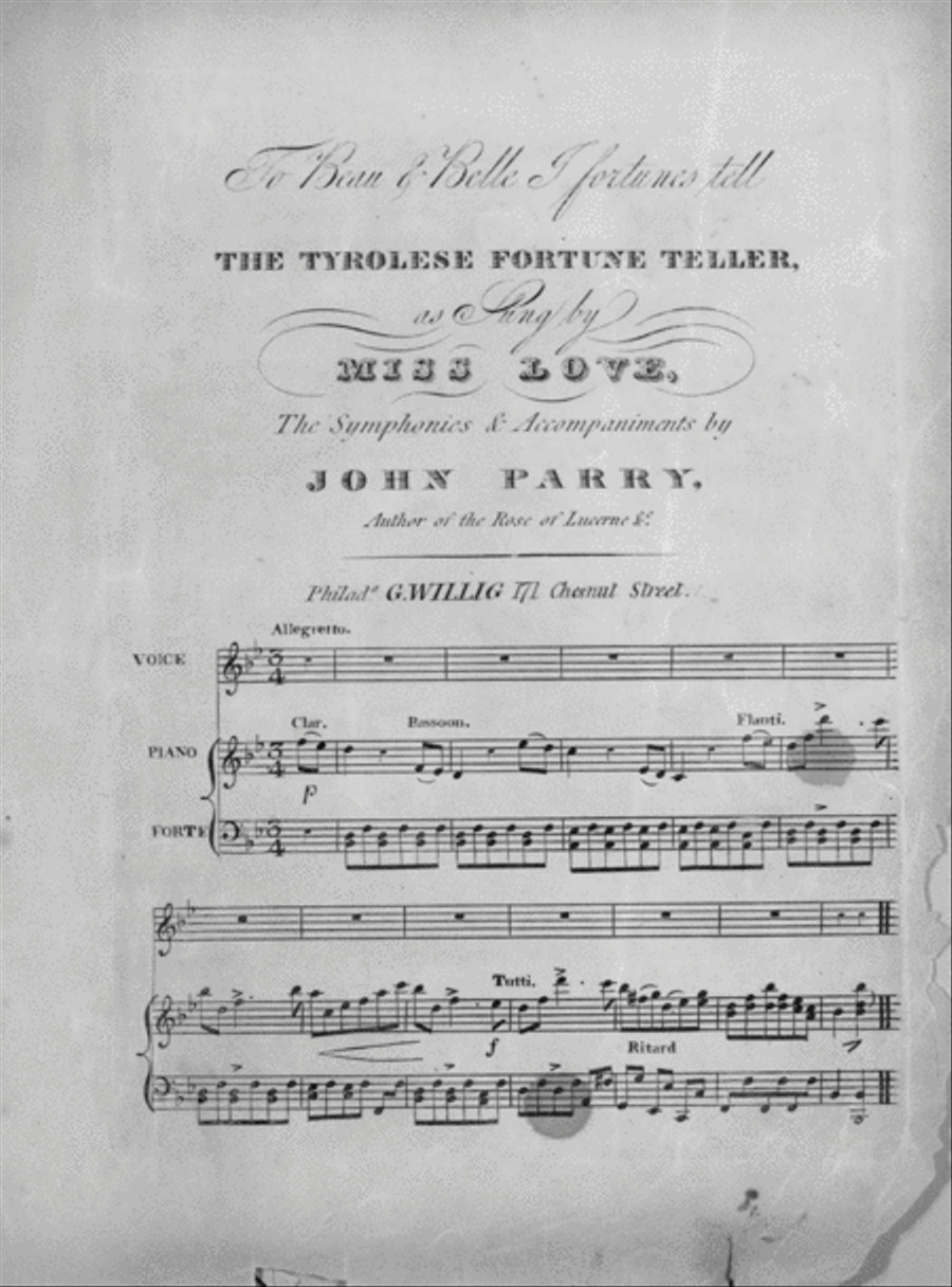 To Beau & Belle I Fortunes Tell. The Tyrolese Fortune Teller Voice scores gallery preview page 1