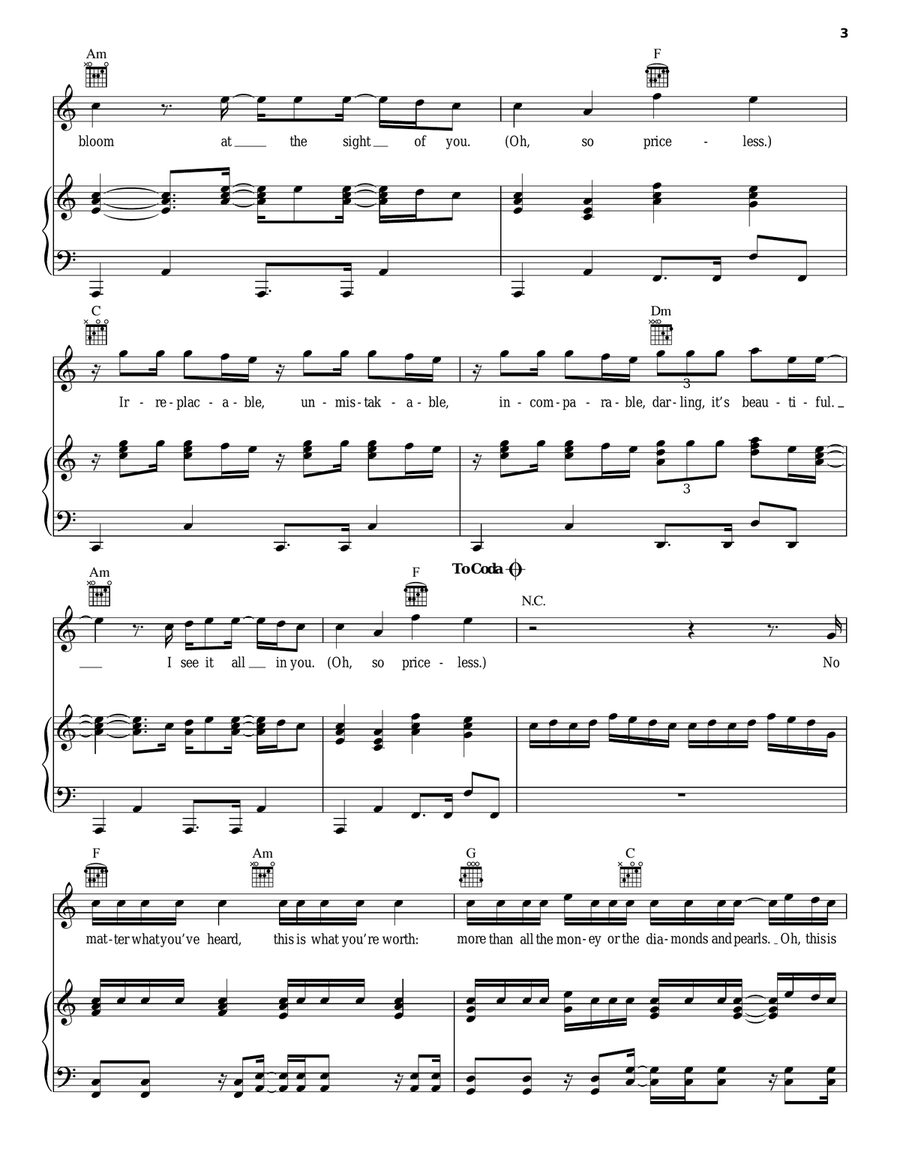 Priceless Priceless Piano, Vocal, Guitar scores gallery preview page 3