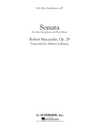 Sonata for Alto Saxophone, Op. 29 - Solo Eb Alto Saxophone