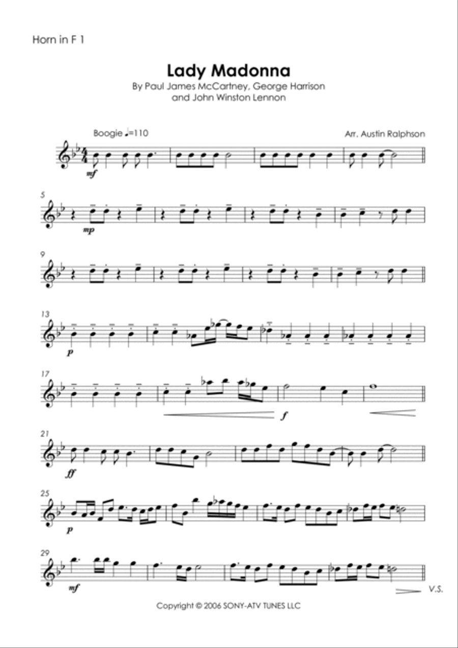 Lady Madonna Brass Ensemble scores gallery preview page 3