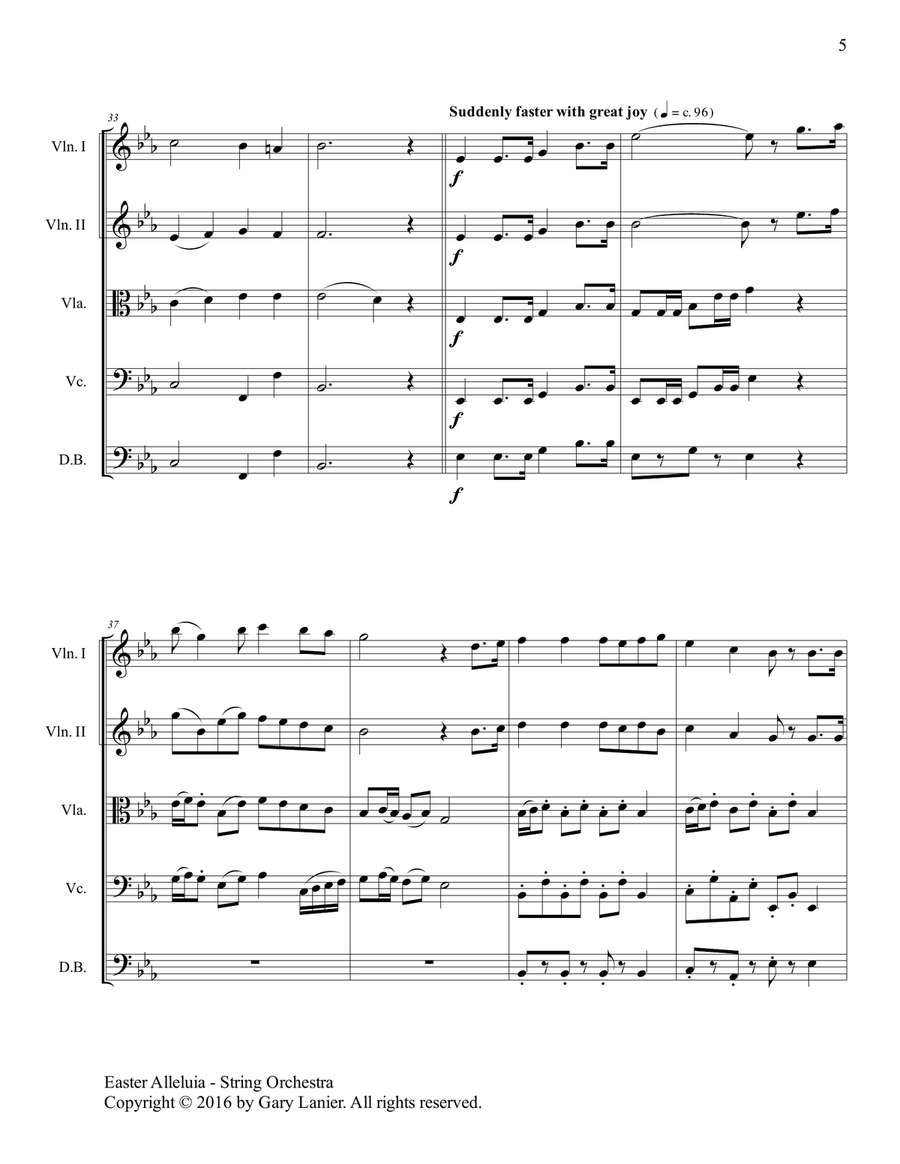 Gary Lanier: Easter Alleluia (String Orchestra medley – Score & Parts) String Orchestra scores gallery preview page 6