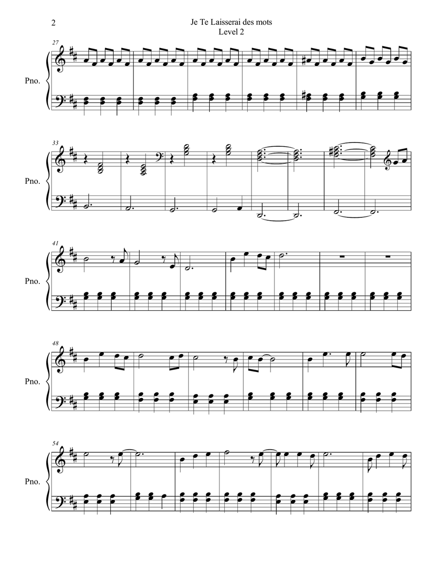 Je Te Laisserai Des Mots Piano Solo scores gallery preview page 2