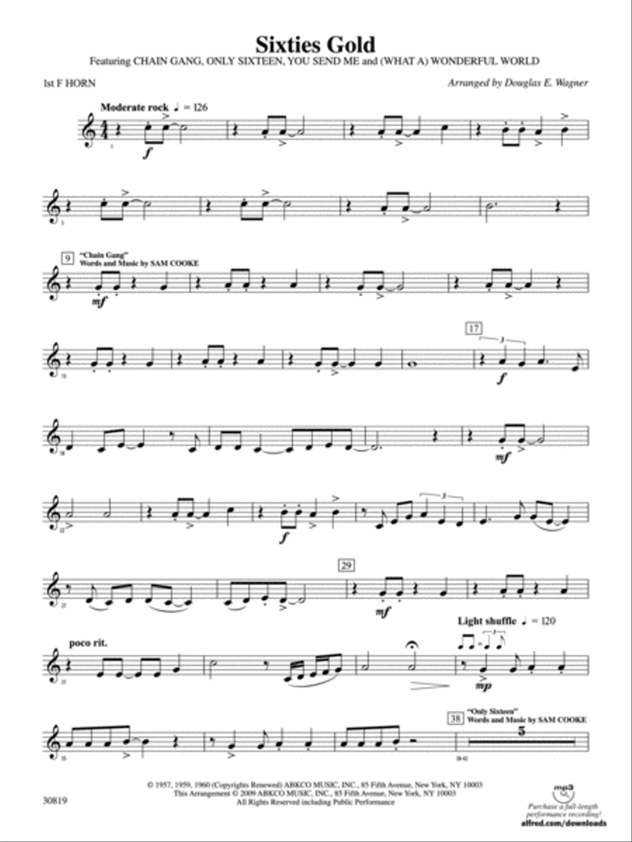 Sixties Gold: 1st F Horn Concert Band scores gallery preview page 1