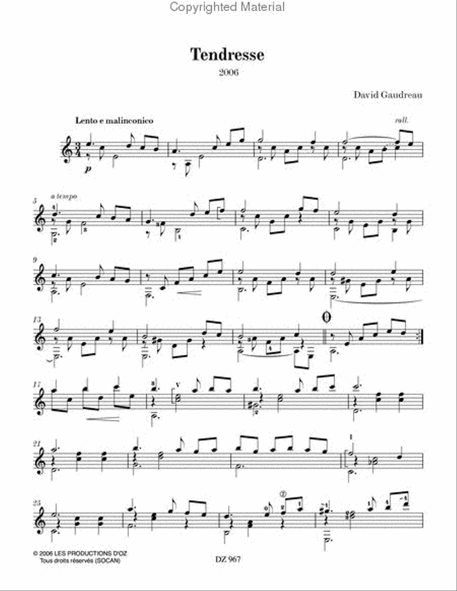 Tendresse Tendresse Classical Guitar scores gallery preview page 2