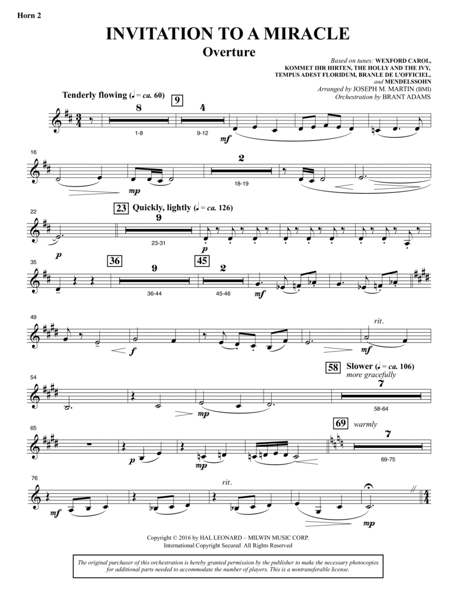Invitation to a Miracle - F Horn 2 Choir scores gallery preview page 1
