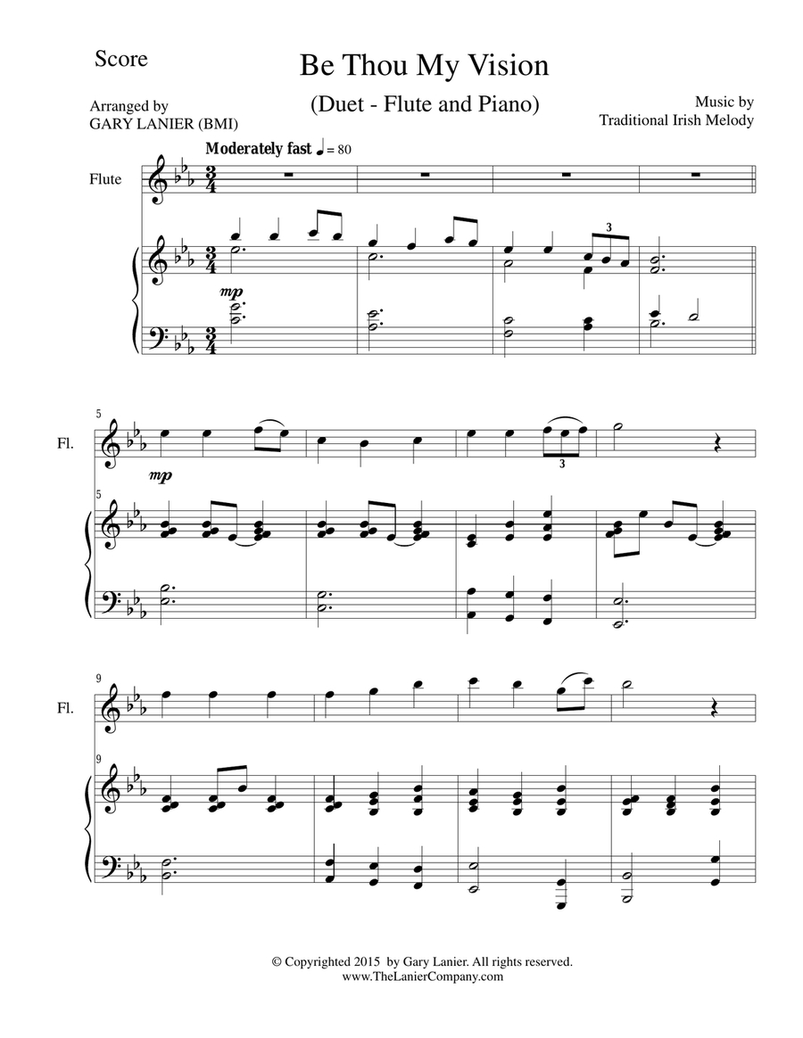 BE THOU MY VISION (Duet – Flute and Piano/Score and Parts) by Gary Lanier Woodwind Duet - Digital Sheet Music