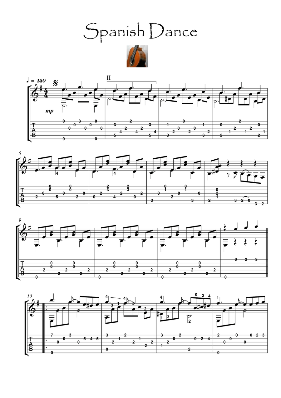 Spanish Dance Guitar Solo Acoustic Guitar scores gallery preview page 1