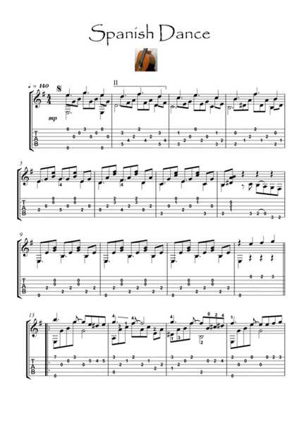 Spanish Dance Guitar Solo by Traditional Acoustic Guitar - Digital Sheet Music
