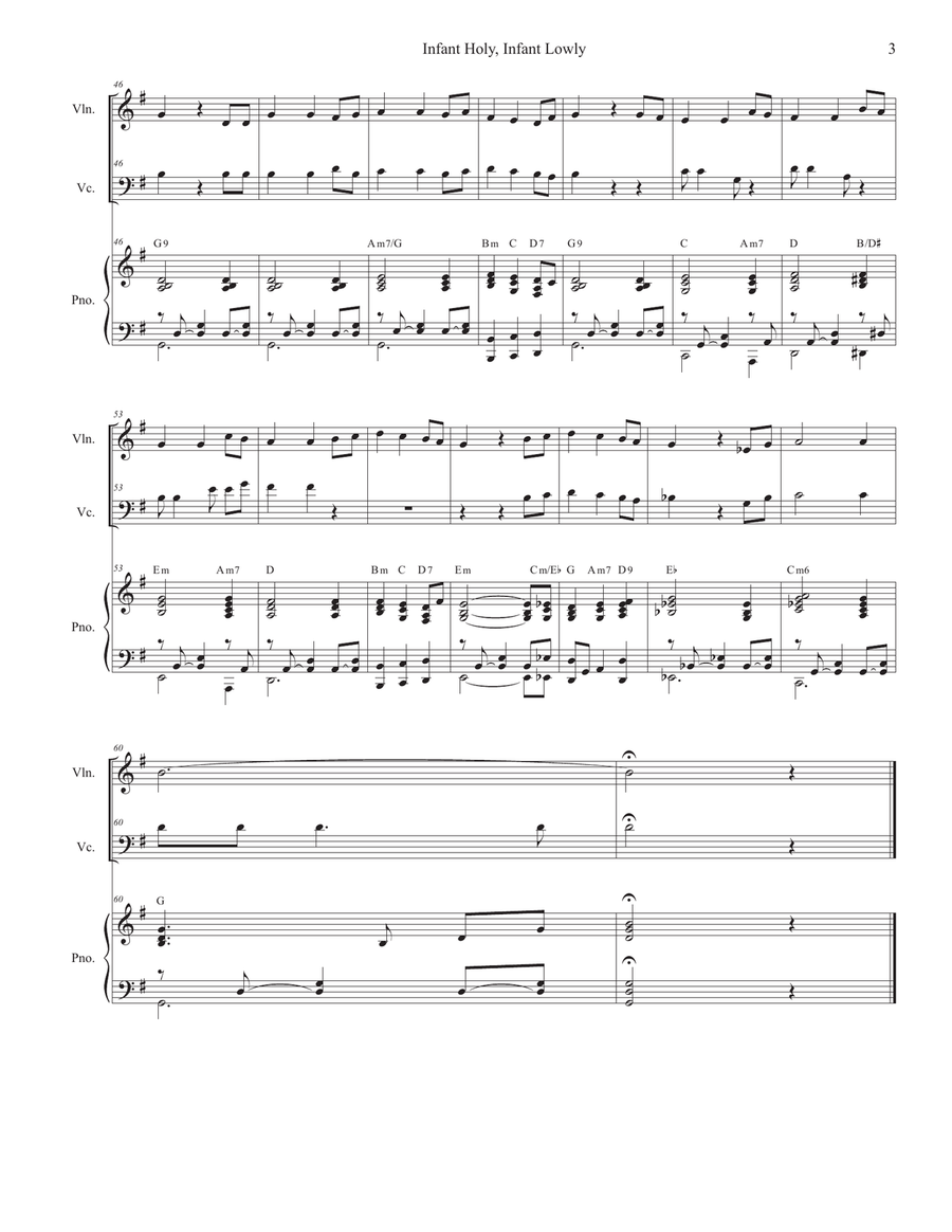 Infant Holy, Infant Lowly (Duet for Violin and Cello) Piano Trio scores gallery preview page 3