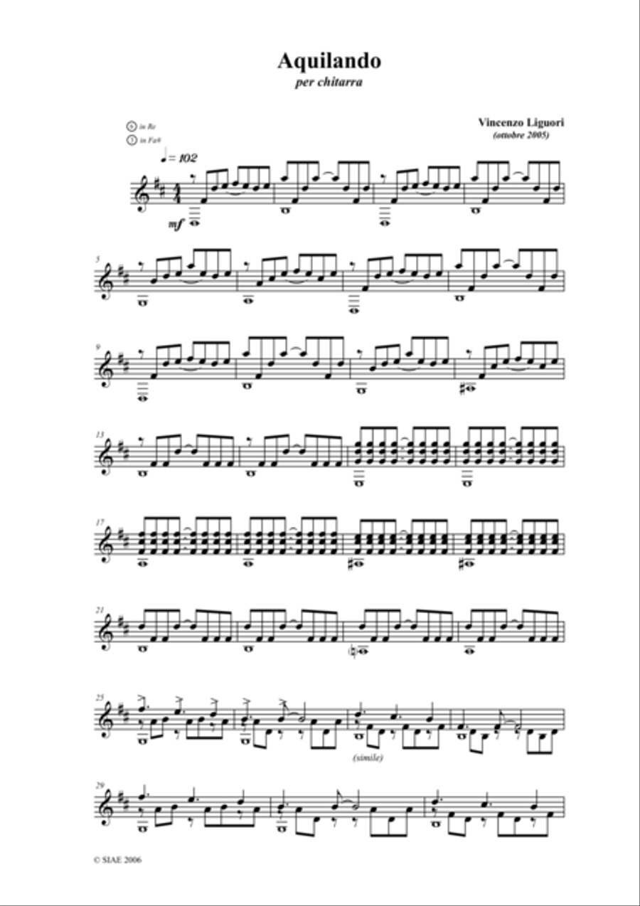 Aquilando - for guitar solo Classical Guitar scores gallery preview page 1