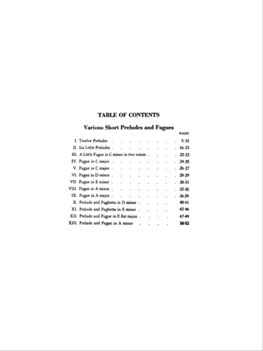 Various Short Preludes and Fugues