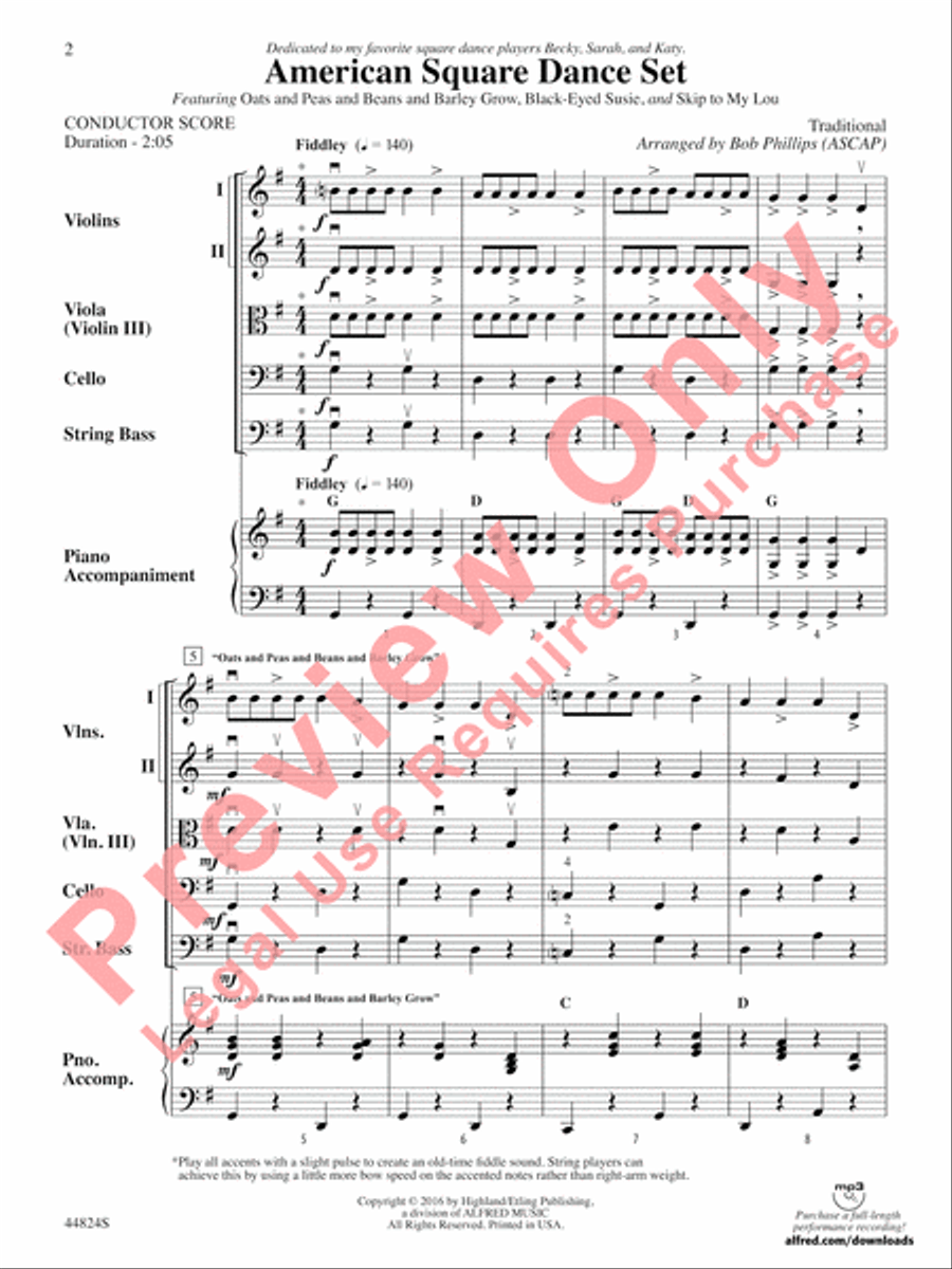 American Square Dance Set String Orchestra scores gallery preview page 3