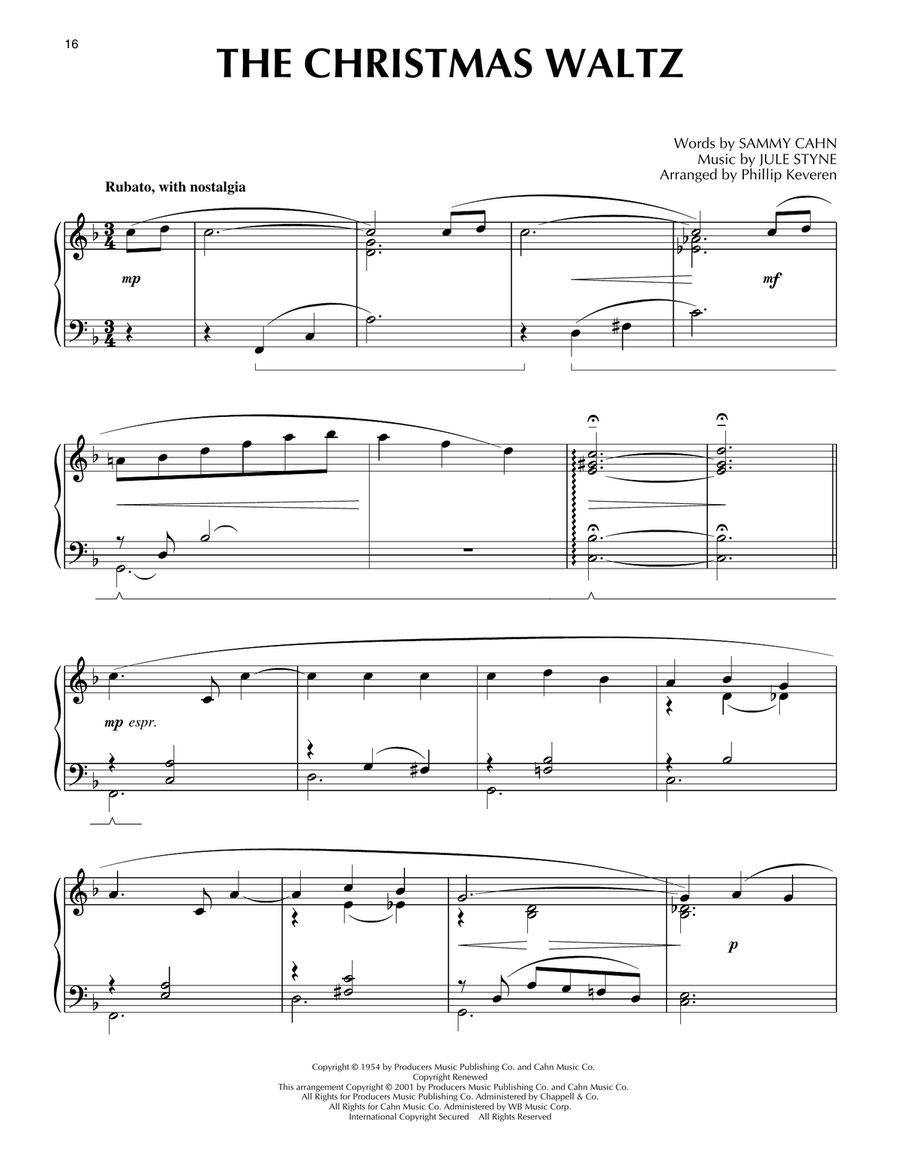 The Christmas Waltz [Jazz version] (arr. Phillip Keveren) Piano Solo scores gallery preview page 1