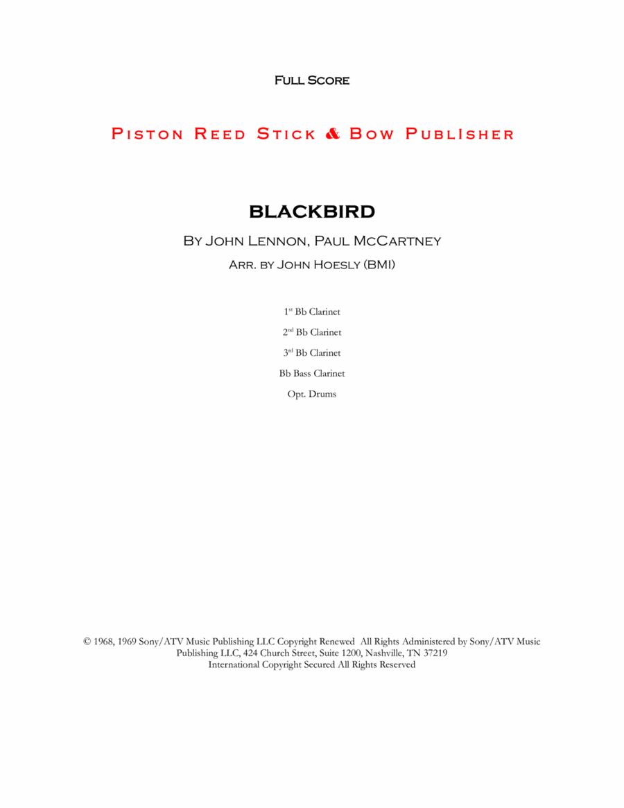 Blackbird Clarinet Quartet scores gallery preview page 1