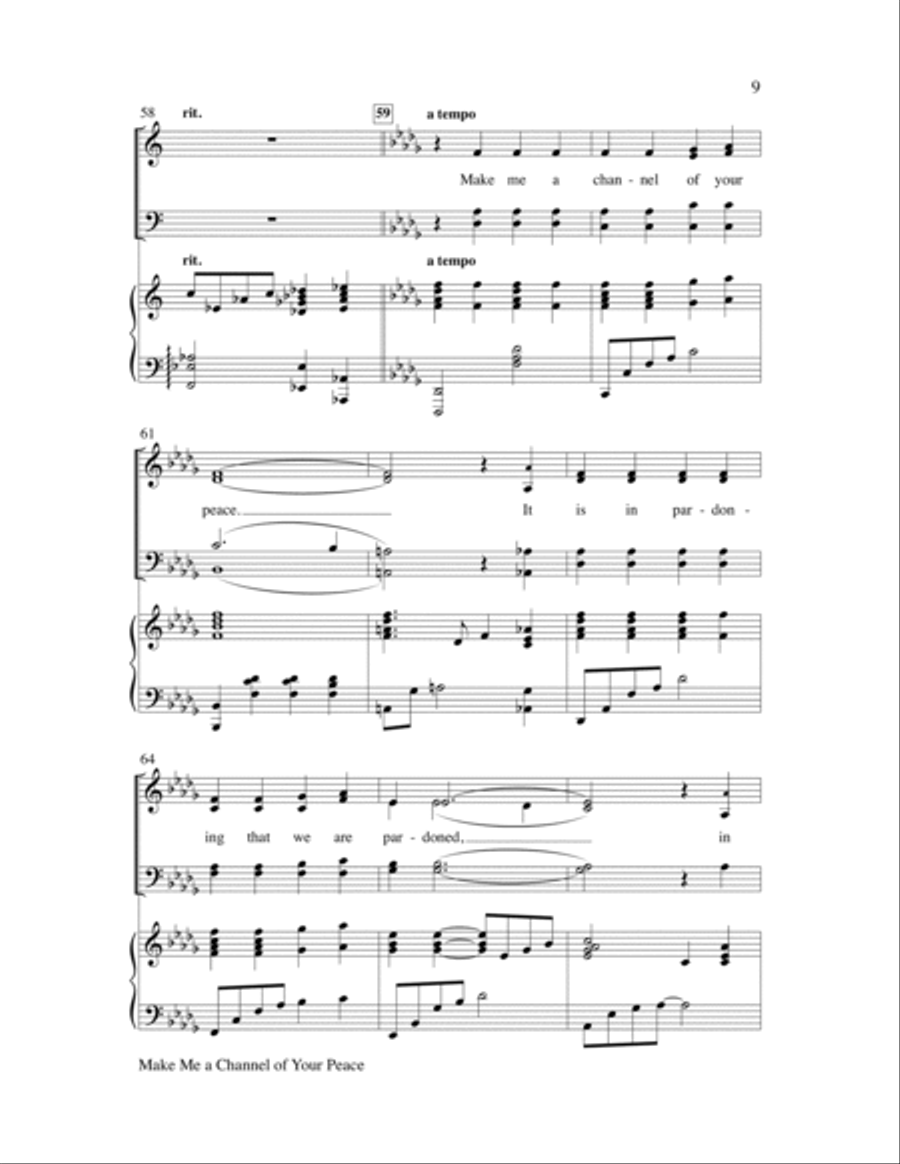Make Me a Channel of Your Peace 4-Part scores gallery preview page 9