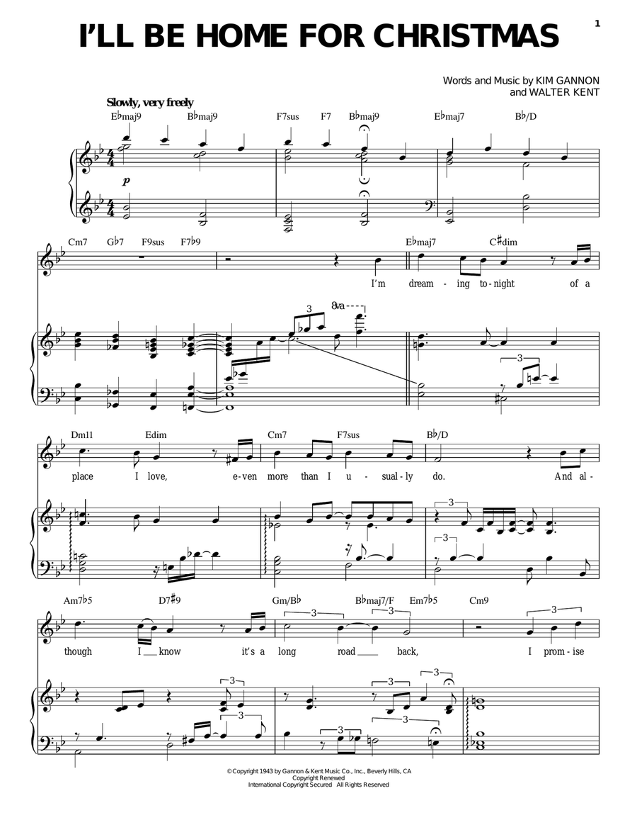 I'll Be Home For Christmas Piano, Vocal scores gallery preview page 1