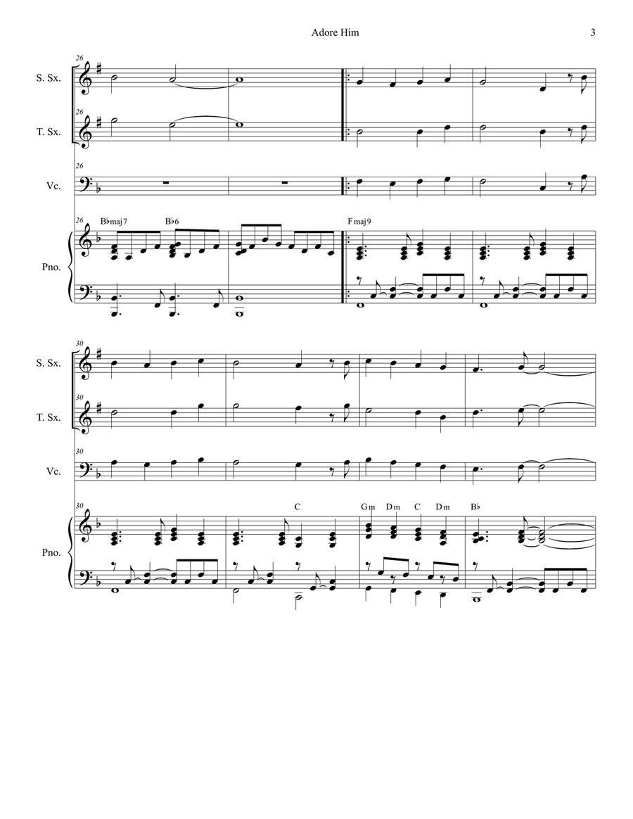 Adore Him Woodwind Duet scores gallery preview page 3