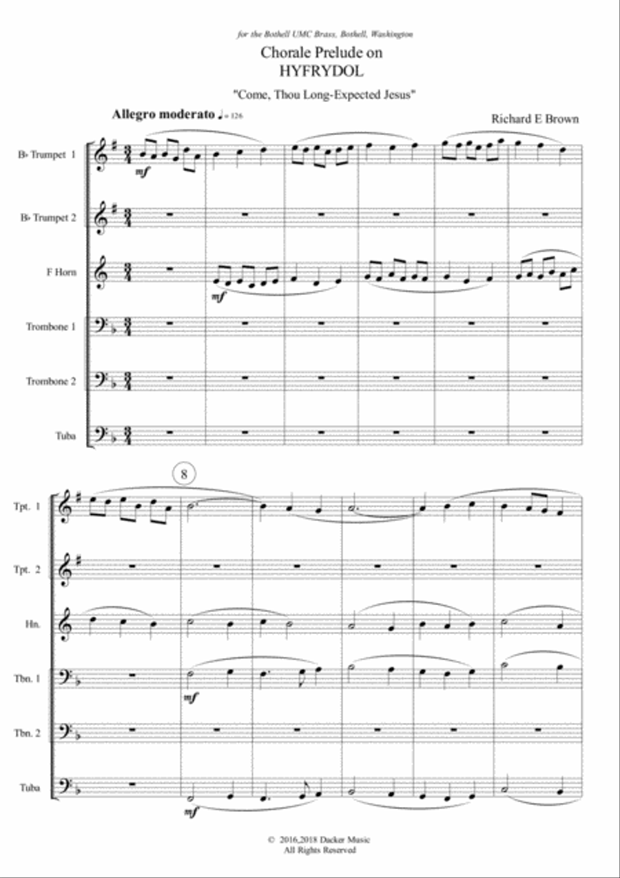 Chorale Prelude on Hyfrydol - Brass Sextet Brass Ensemble scores gallery preview page 3