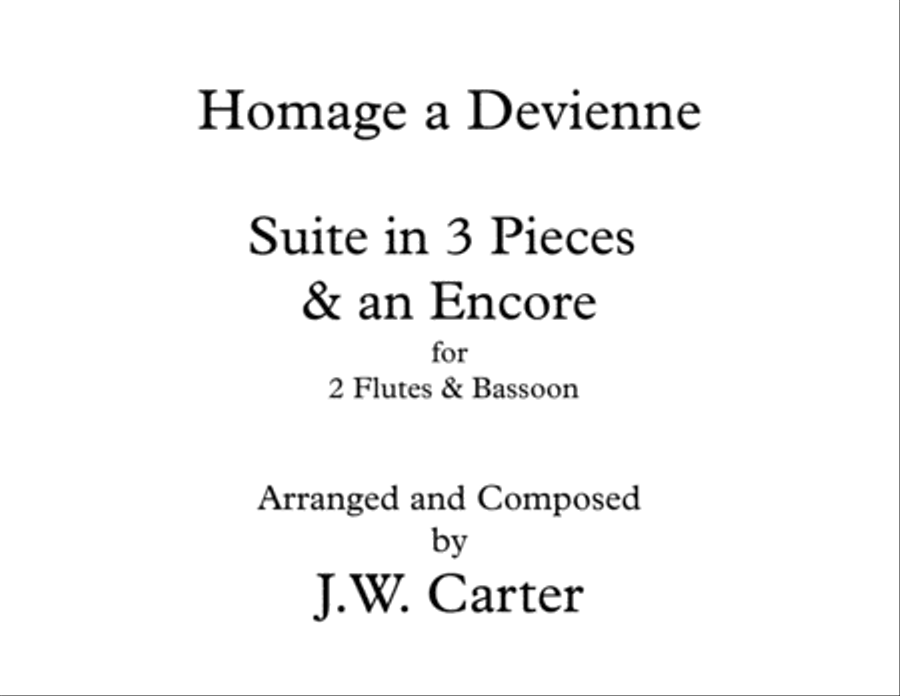 Homage a Devienne, Suite in 3 Pieces & an Encore, I. Allegro, for 2 Flutes & Bassoon, by J.W. Carter Woodwind Trio scores gallery preview page 1