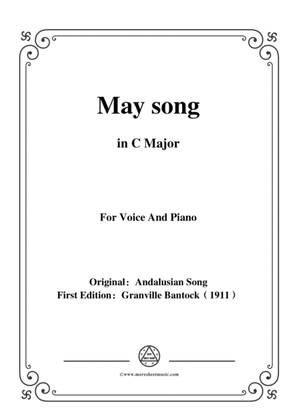 Book cover for Bantock-Folksong,May song(Cancion de Maja),in C Major,for Voice and Piano
