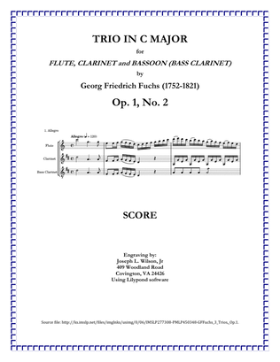 Book cover for Fuchs Trio in C Major for Flute, Clarinet and Bass Clarinet, Op. 1, No. 2