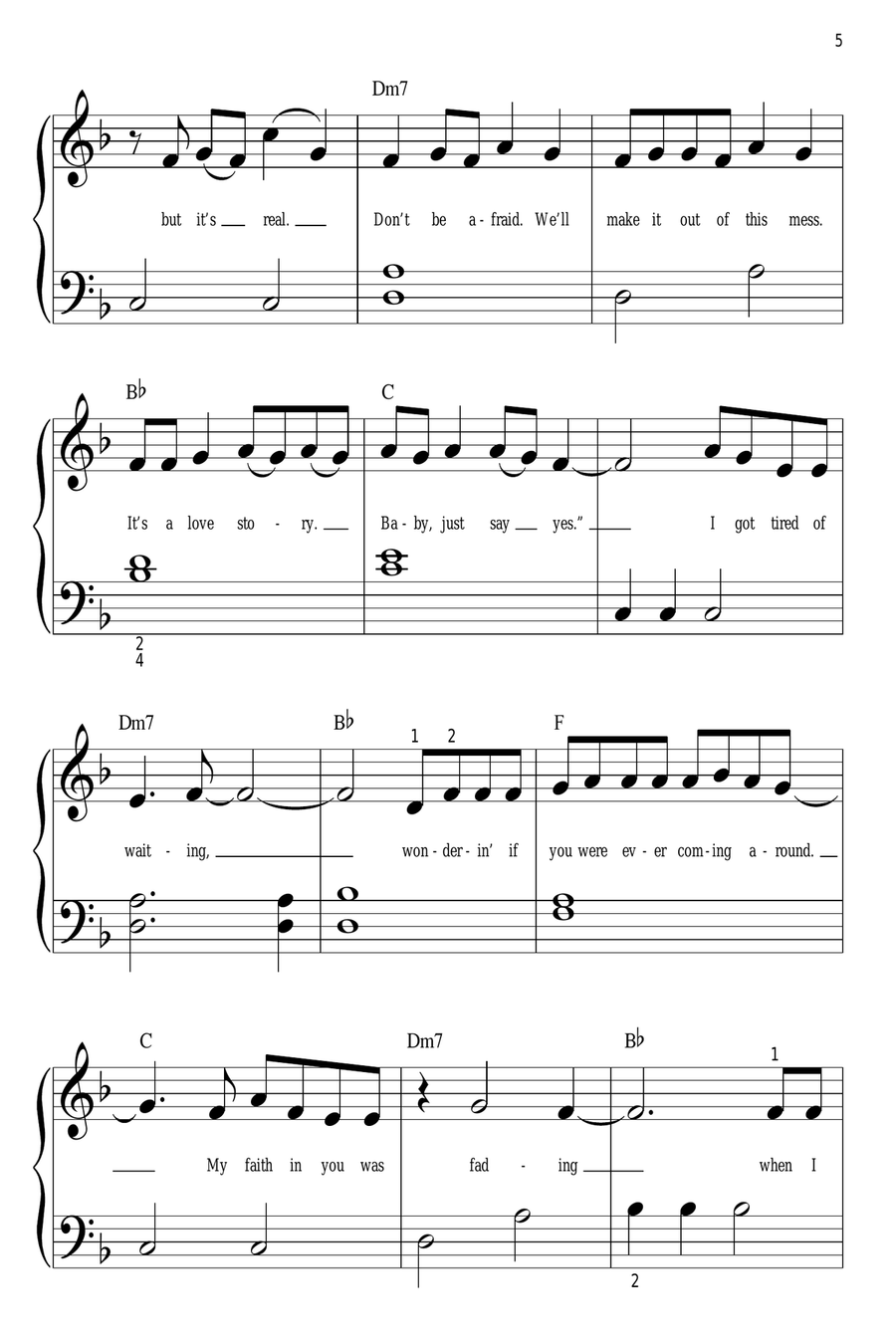 Love Story Easy Piano scores gallery preview page 5