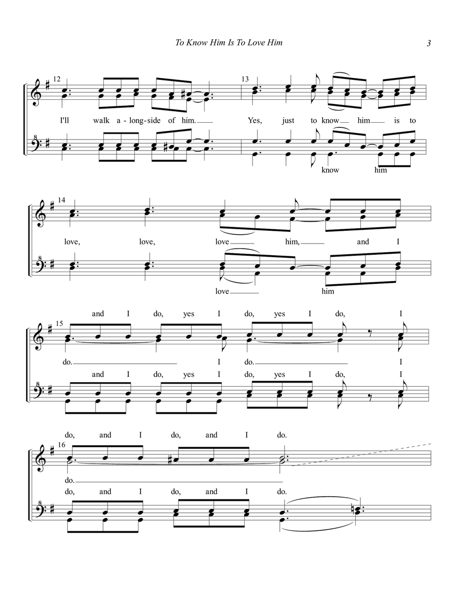 To Know Him Is To Love Him SSAA scores gallery preview page 3