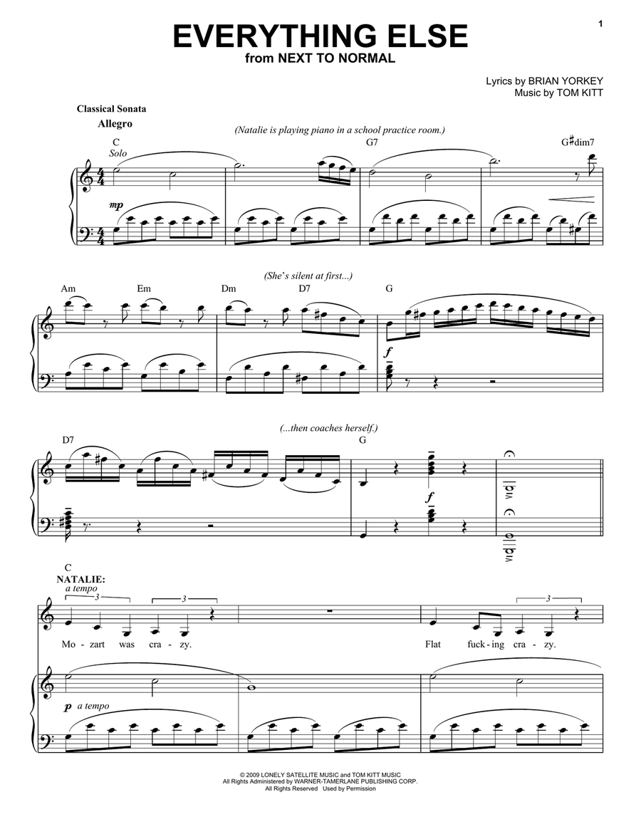 Everything Else (from Next to Normal) Voice scores gallery preview page 1