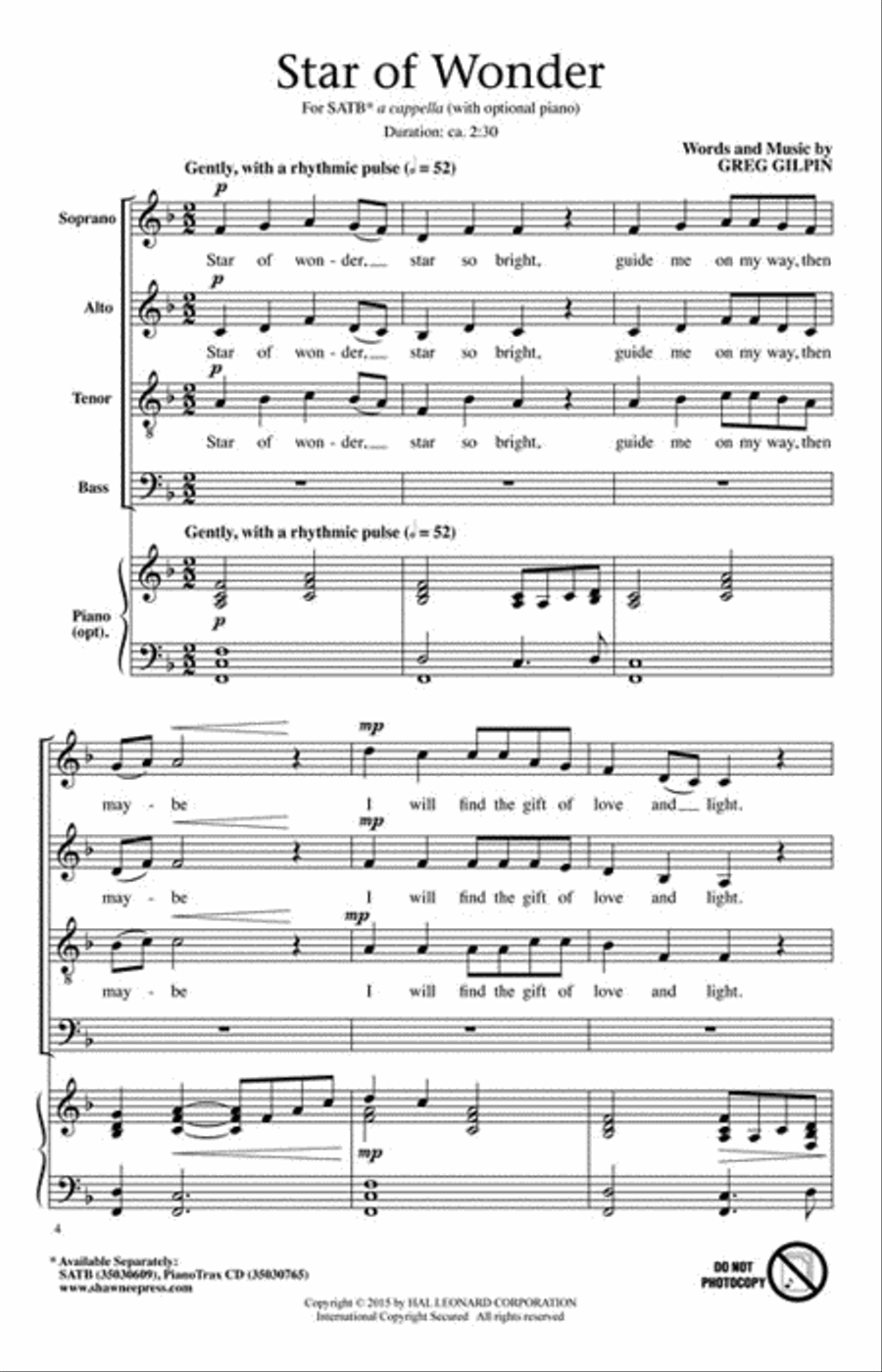 Star of Wonder 4-Part scores gallery preview page 2