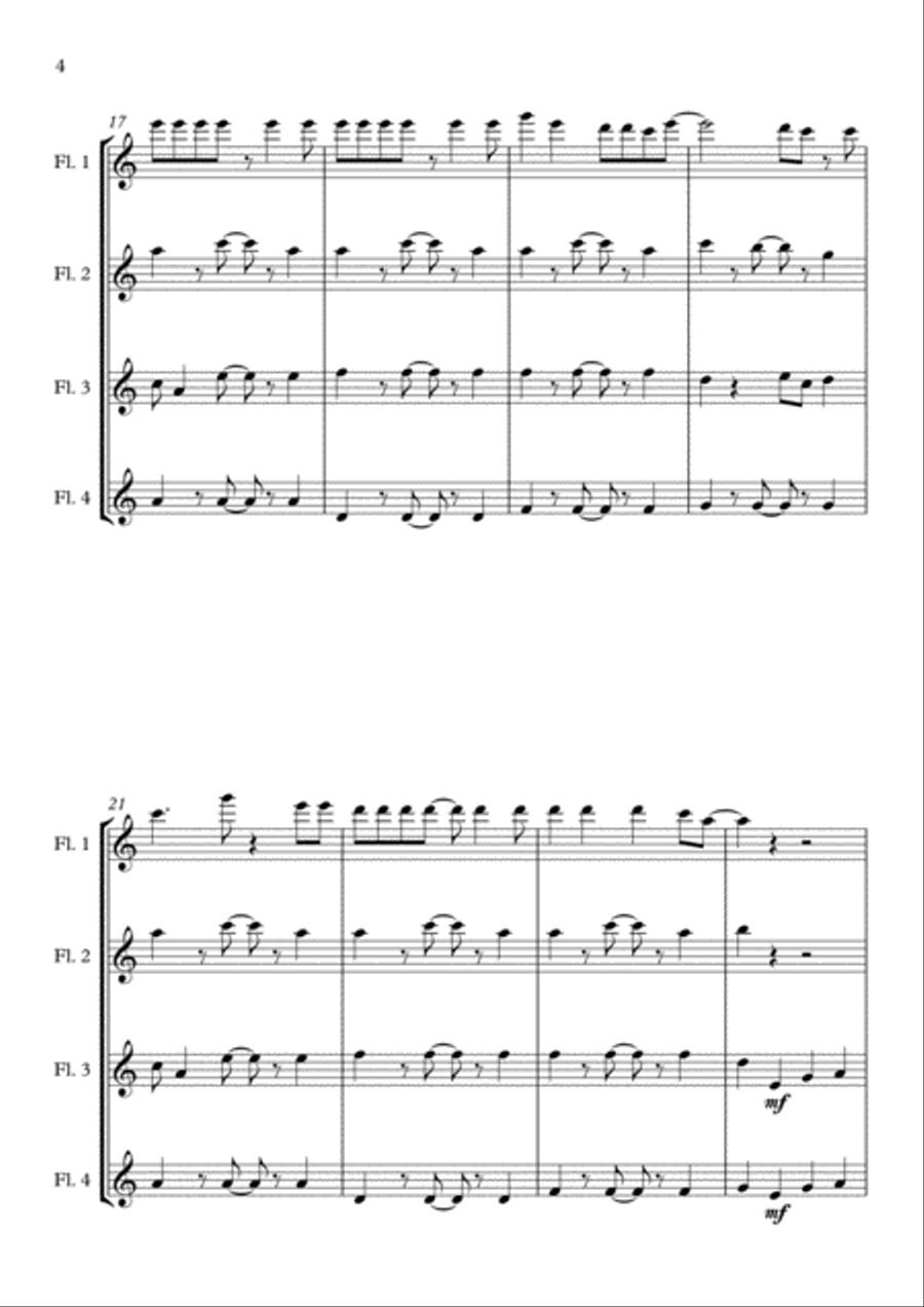 Shape Of You Flute Quartet scores gallery preview page 4