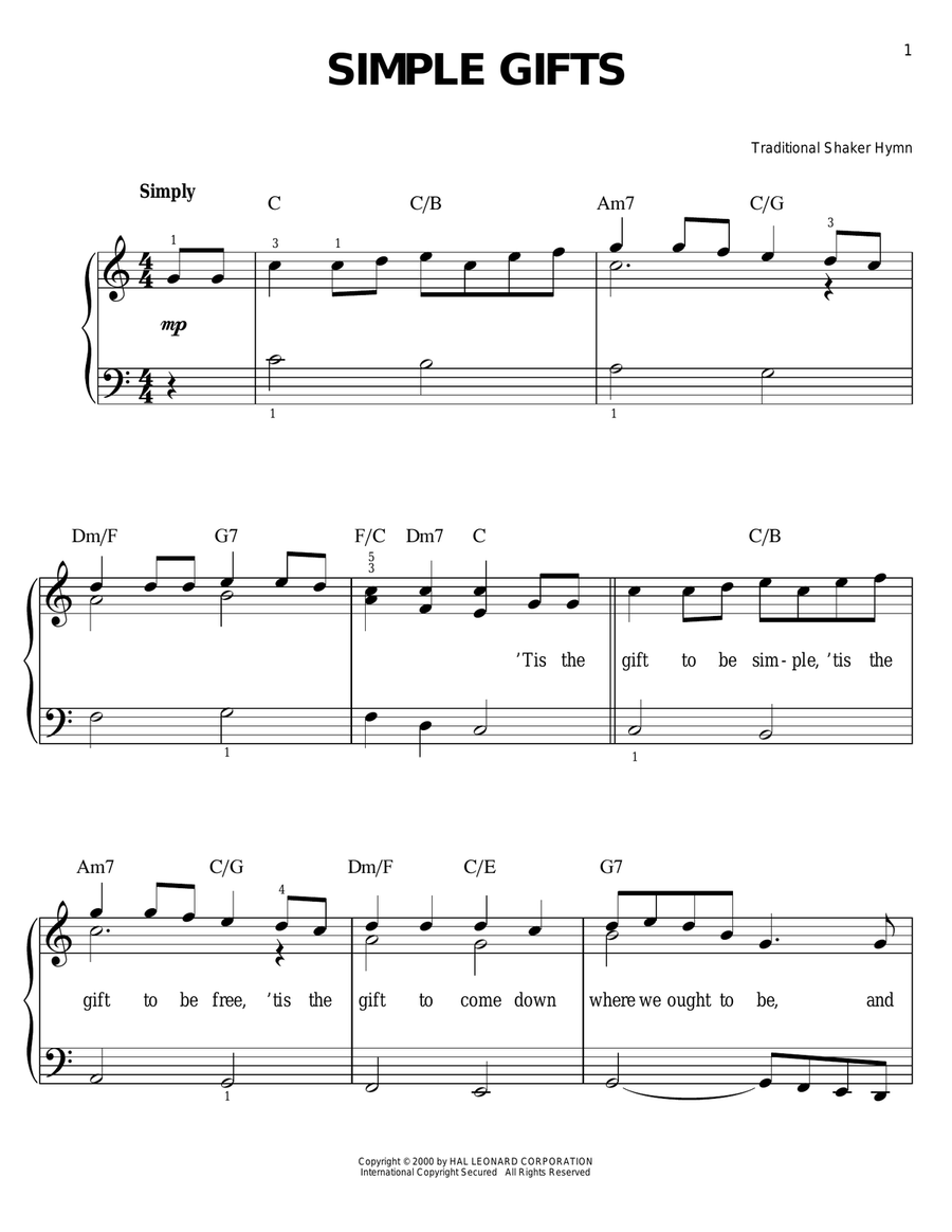 Simple Gifts Simple Gifts Voice scores gallery preview page 1