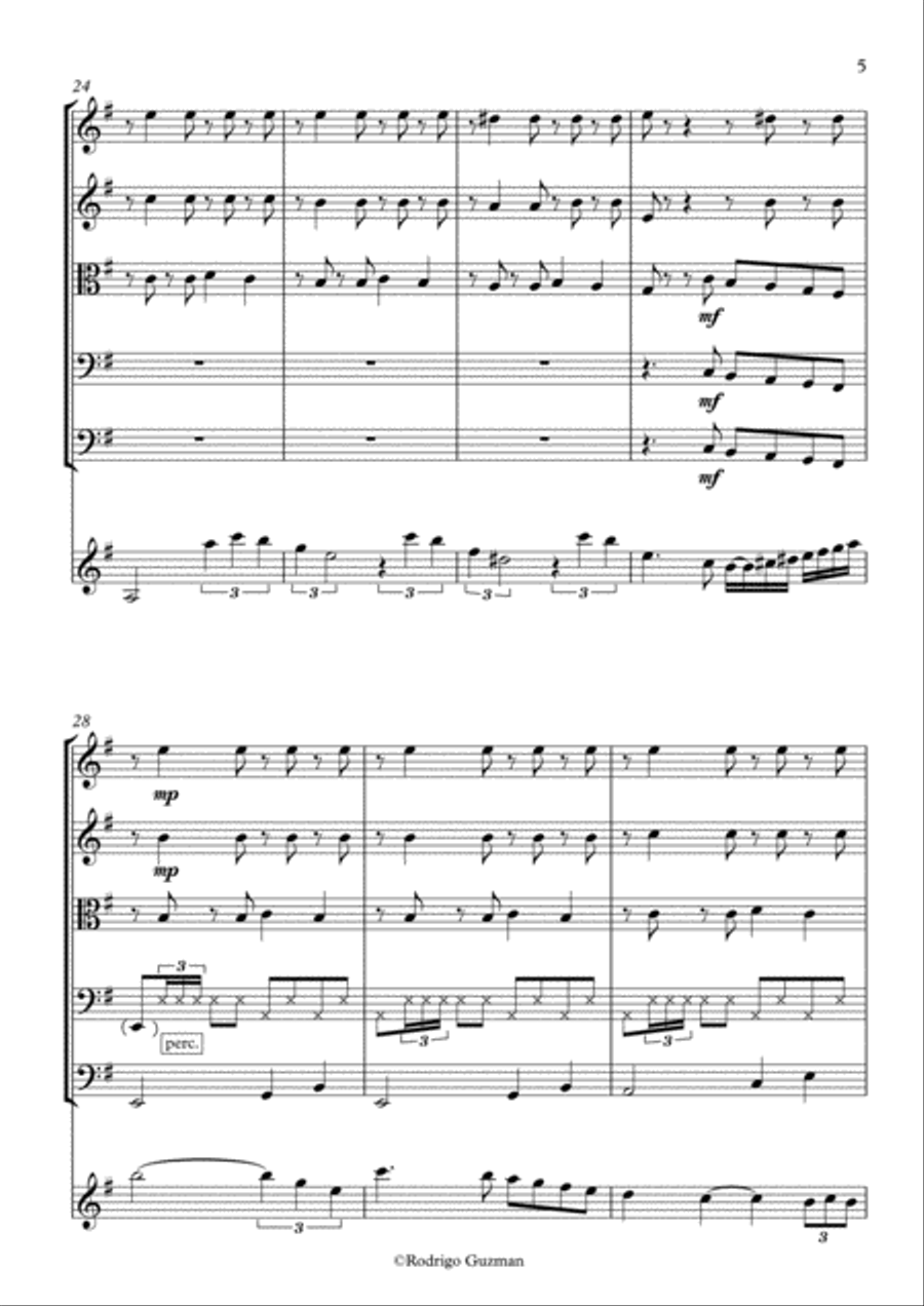 Cebollero - for Guitar and String Quintet Chamber Orchestra scores gallery preview page 5