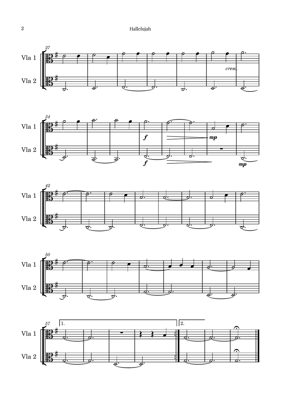 Hallelujah String Duet scores gallery preview page 2