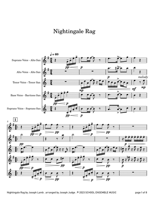 Nightingale Rag by Joseph Lamb for Saxophone Quartet in Schools