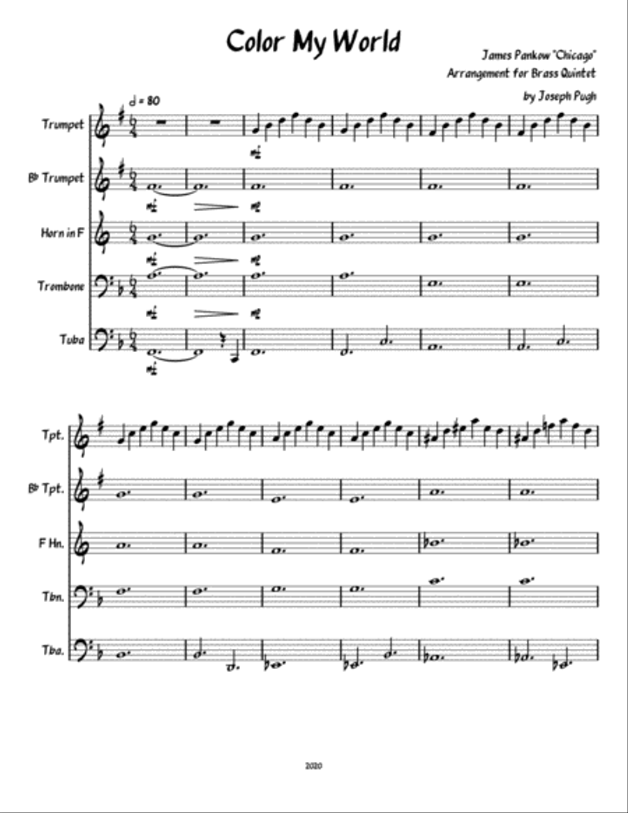 Colour My World Colour My World Brass Ensemble scores gallery preview page 1