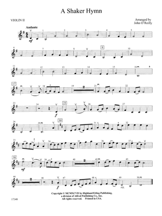 A Shaker Hymn: 2nd Violin
