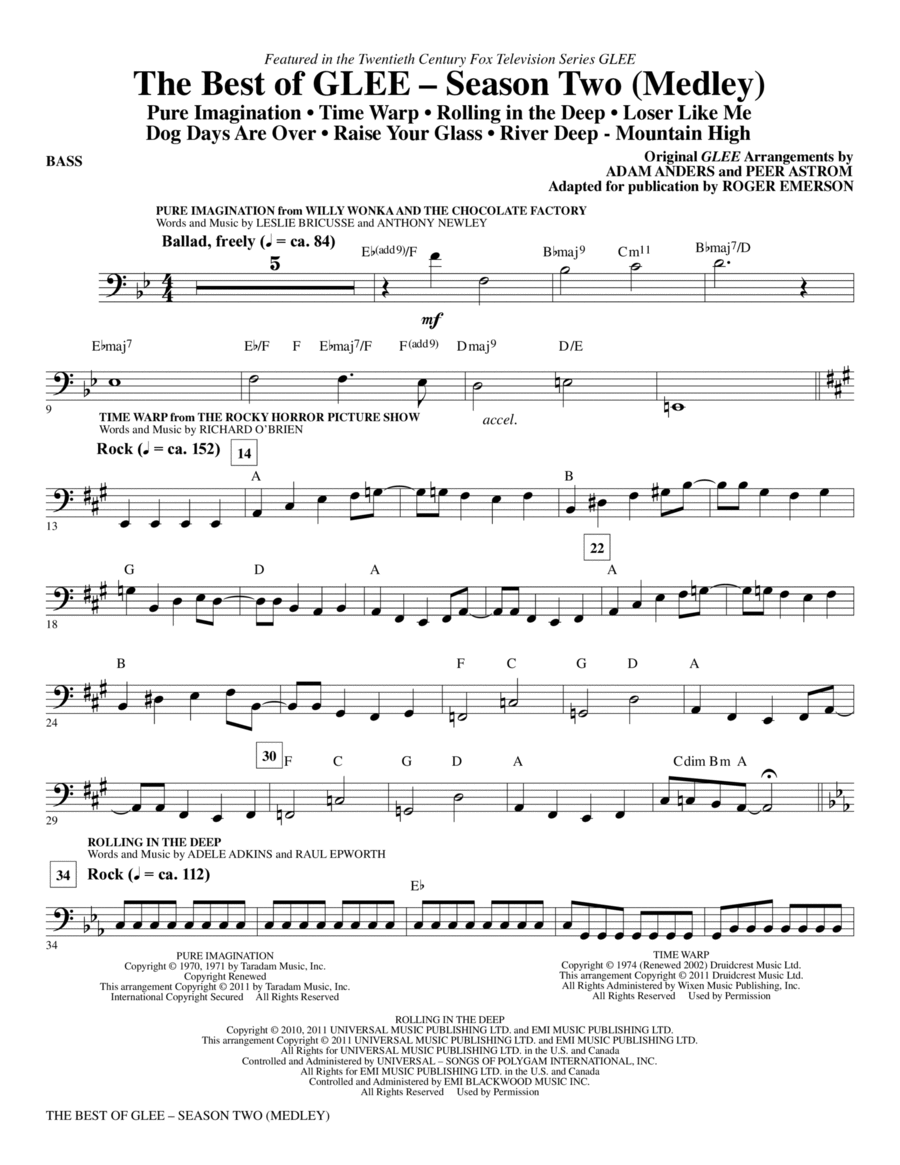 The Best Of Glee (Season Two Medley) - Bass Choir scores gallery preview page 1