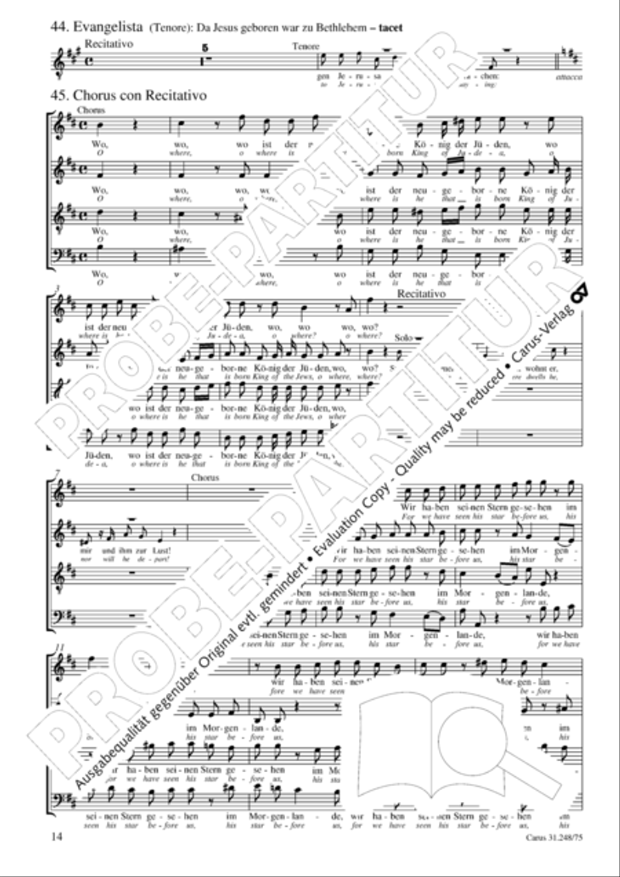 Christmas Oratorio (Weihnachtsoratorium, Teile IV-VI) 4-Part scores gallery preview page 15