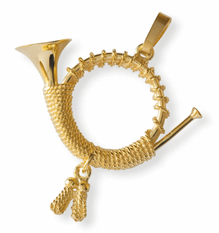 Gold-plated pendant : hunting horn