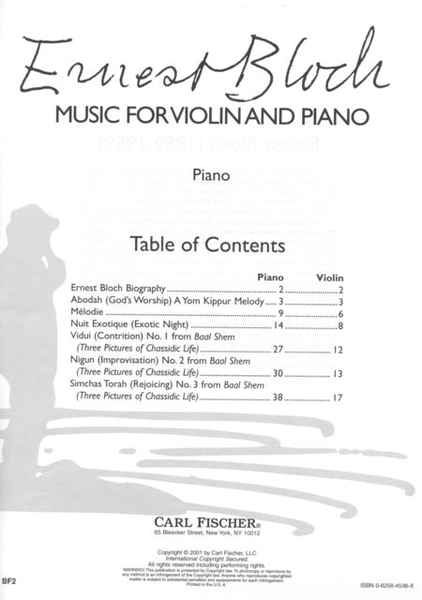 Music For Violin And Piano