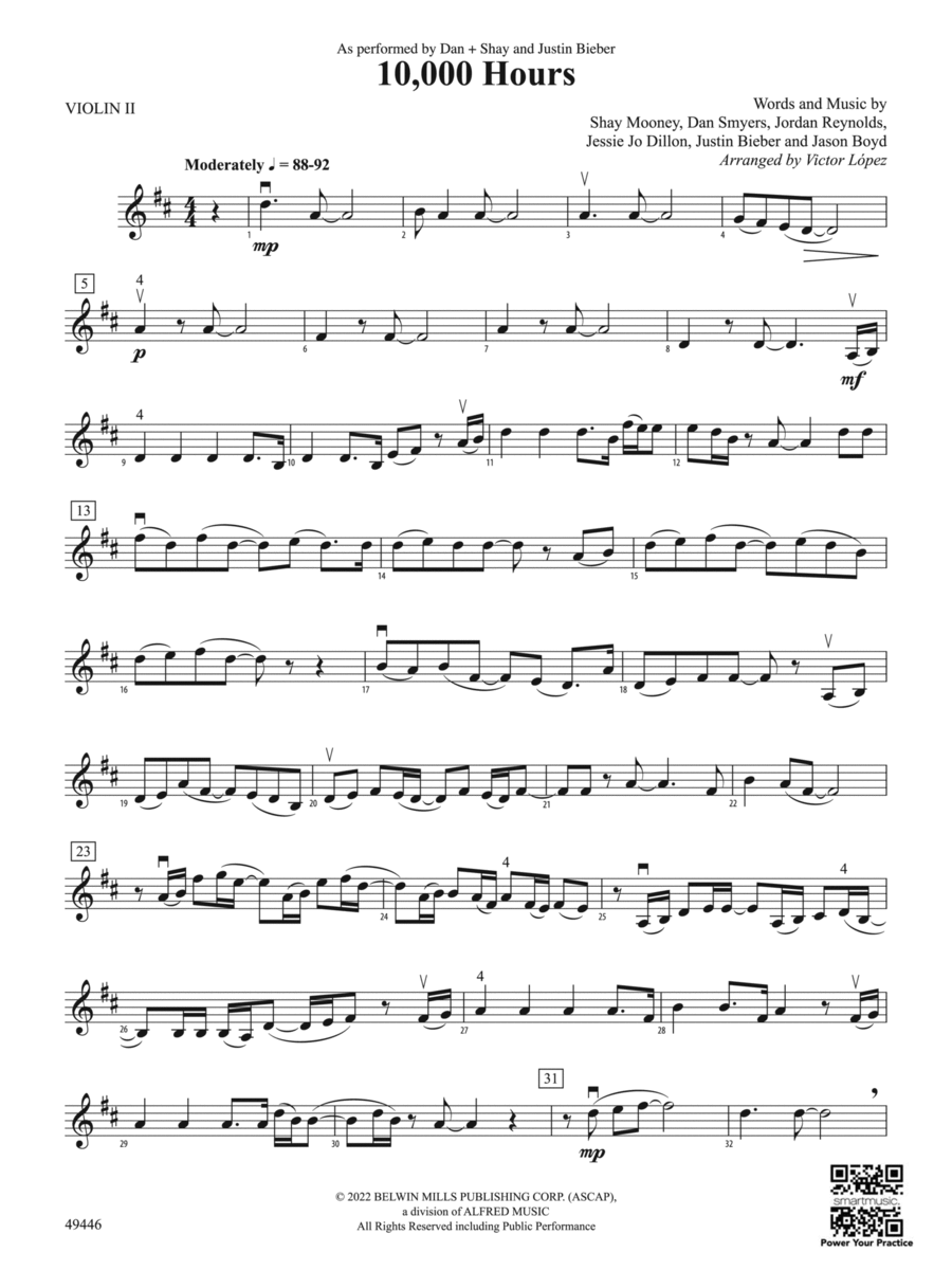 10,000 Hours: 2nd Violin String Orchestra scores gallery preview page 1
