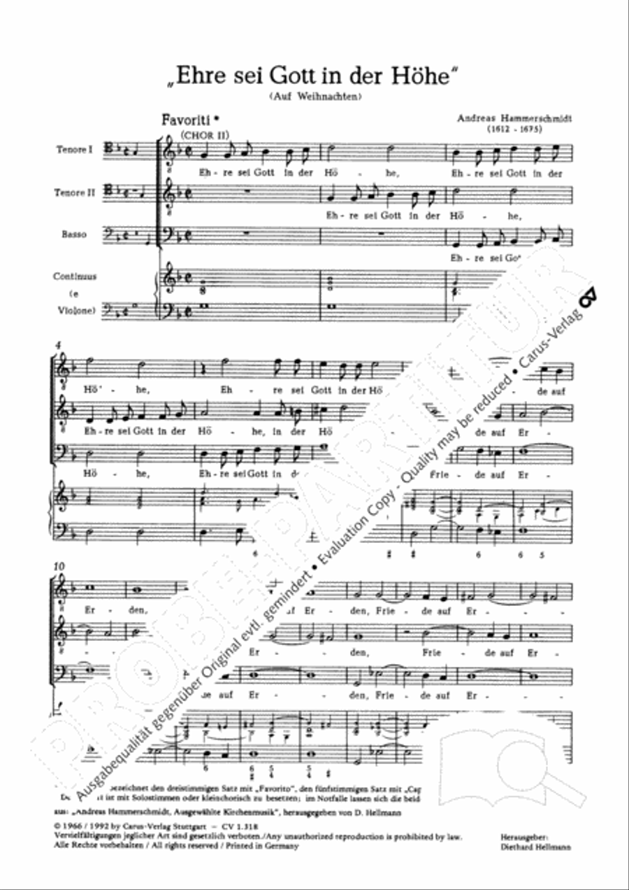 Glory to god in the highest (Ehre sei Gott in der Hohe) TTB scores gallery preview page 3
