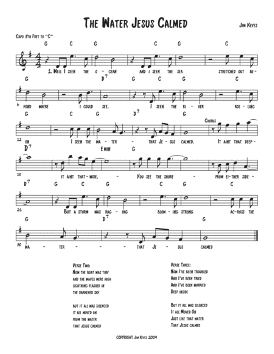 The Water Jesus Calmed The Water Jesus Calmed Voice Solo scores gallery preview page 1