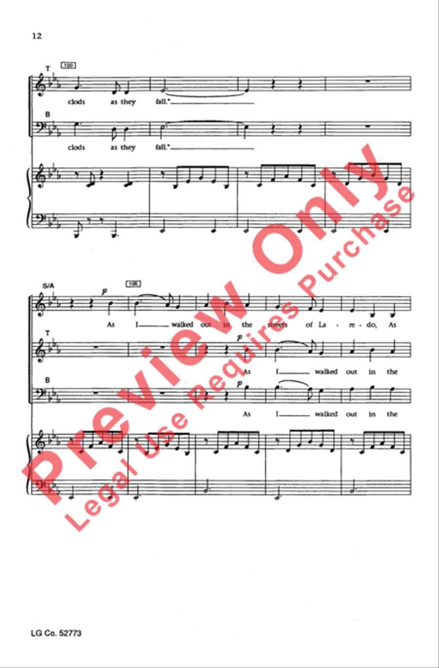 The Streets of Laredo The Streets of Laredo 4-Part scores gallery preview page 11