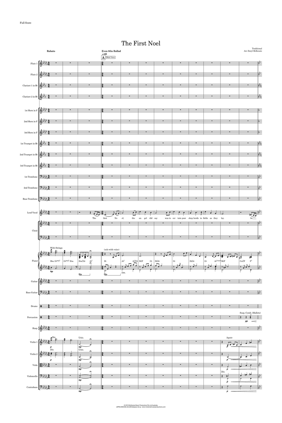 The First Noel (ala Josh Groban) Vocal Duet with Choir and Pops Orchestra Key of Db to Bb Choir scores gallery preview page 1