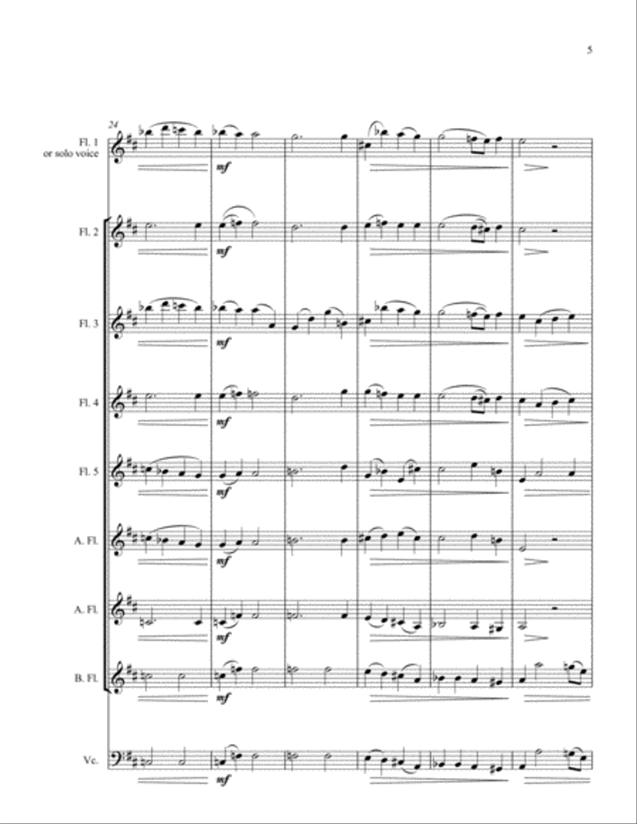 Ave Verum Corpus - Mozart for flute choir or solo voice and flute choir Flute Choir scores gallery preview page 5